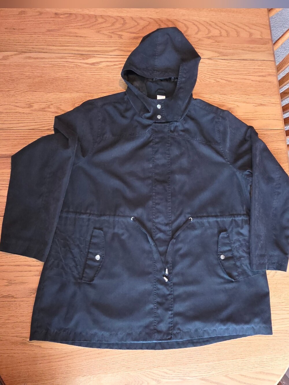 Time and Tru Black Hooded Raincoat